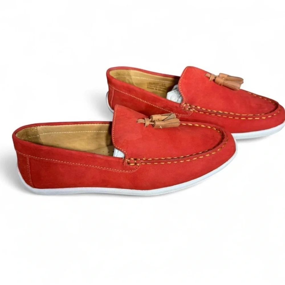 Driver Club USA Kids Johnson Ave Red Nubuck Leather Tassel Loafers Size 1.5